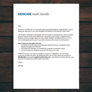Sales Kiosk Letter - Medicare Health Benefits